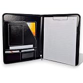 Coverzone Premium Suni Deri Sekreterlik &ndash; Mandallı Evrak Tutucu, Tablet B&ouml;lmeli Organizer, &Ccedil;ok G&ouml;zl&uuml; Evrak Dosyası (Hesap Mak
