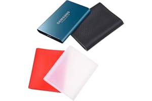 CAMKIX Replacement Sleeve Compatible with Samsung T5 / T3 / T1 SSD - Set of 3 - Silicone Scratch and Shock Proof Case - Red, Black and Transparent - Non-Slip Rubber Skin for Your External Drive
