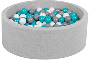 Petsona Foam Dogs Pool With Balls, Pets Soft Ball Pit, Dry Paddling Pool, Removable And Washable Cover, Lightgrey:Grey/White/Turquoise