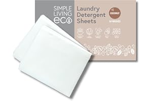 Simple Living Eco Laundry Detergent Sheets UK Simplify Your Laundry with Compact Laundry Sheets Detergent Eco Washing Detergent Sheets Non Bio & Skin-Friendly Travel Wash (64 Sheet Pack, Coconut)