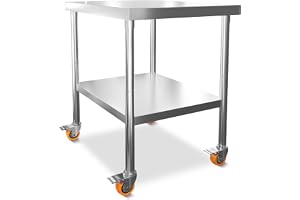 Froadp Arbetsbord rostfritt stål kök 85 x 76 x 60 cm multifunktionellt rostfritt stål bord med hjul och förvaringsyta köksbor