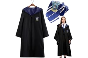 WGVSVLK Zauberer Kostüm,Harry Potter Kostüm für Kinder und Erwachsene,Magier Robe,Mit bestickten Krawatte,für Cosplay,Maskerade,Karneval,Halloween