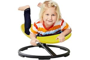 HMLOPX Sensory Spinning Carousel, Kids Swivel Chair, Autism Sensory Chair, Sit And Spin Dish, Spun Chair, Sensory Balance Training Seat, Ages 3-12 (Yellow)