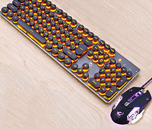 Preisvergleich Produktbild IWTGR K100 K100 Steampunk-Tastenkappe Mechanisches Gefühl Spiel Maus und Tastatur Set, Speichermaus USB-Kabel.