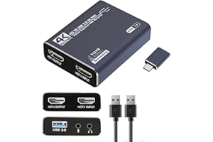 Balabaxer 4K audio video capture card,USB3.0 without HDMI Cable,full HD 1080p capture device for video editing, game recording, online teaching