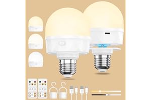 YLATOIAL E27 Aufladbare Glühbirne mit Fernbedienung - USB C Wiederaufladbare Led Lampe Akku mit 2200mAh Batterie Magnet Haken, 3 Farben Dimmbar Timer für Outdoor Licht Camping Hängelampe Notlicht, 2 Stück