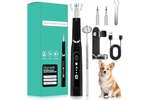 KITBEZN Zahnsteinentferner Ultraschall Toothbrush für Hund und Katze, Elektrische Haustierzahnbürste, Reinigungsset Bekämpft Zahnstein Mundgeruch & Zahnfleischentzündungen, Schwarz