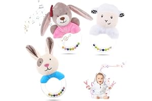 HAGOT 3 szt. grzechotka dla niemowląt, 0-12 miesięcy, miękka grzechotka dla niemowląt, prezent dla niemowląt, małych dzieci, chłopców i dziewczynek