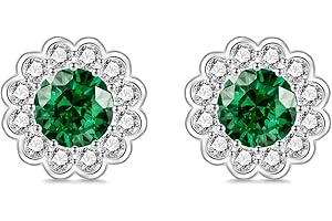 VYYU Diamond Earrings for Women - Silver Earrings with Big Cubic Zirconia, Hypoallergenic Faux Diamante Halo Studs Bridal Jewellery Gifts for Brides Bridesmaids Wedding Birthday Christmas