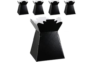 HOMESHOP3000 Flower Bouquet Boxes Florist Packaging Gift Craft Box Vase – Holder for Flowers, Bouquets, Plants, Sweets – Decoration for Wedding, Birthday, Anniversary, Floral Arrangement – Pack of 5 – Black
