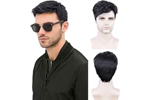 CREAMILY Parrucca corta da uomo per feste di cosplay (A-Nero)