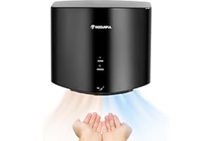 modunful Kompakter Händetrockner Elektrischer, Automatisch Händetrockner Wandmontage, Hochgeschwindigkeits Handtrockner für Toilette Bad 1200W Schwarz