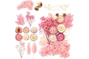 MENGYF Decorative Artificial Flowers Artificial Everlasting Flowers Real Dried Flowers Leaves Natural Dried Flowers for DIY Jewellery Crafts Nail Art Scrapbooks (Pink)