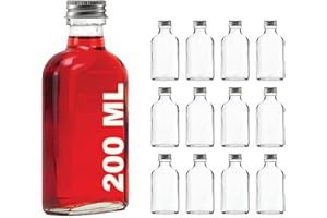 12 x 200ml bottiglie di vetro vuote con tappo da slkfactory