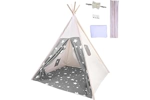 Takezuaa Tipi Zelt für Kinder,Sternen klassisches indisches Spielzelt für Kinder Tippi Kinderzelt für drinnen/Outdoor,Tipi Zelt Kinderzimmer,Waschbar Kinderzelt,Spielzelt für Mädchen & Jungen