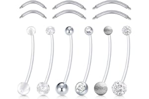 Mayhoop Piercing Ombligo Embarazo 14G Acrílico Flexible Claro con Barra como Reemplazo Retenedores Anillo Aro Ombligo Embarazo Mujeres Embarazadas Deportes Piercing Joyería