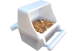 LUVDECO 2 Stück Vögel Futternapf Kunststoff Futternapf Vogel zum Aufhängen Weiß Papagei Futternapf mit Ständer Vogelfutter Wasserschale Käfig Zubehör für Papageien Wellensittiche