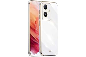 WBWONE Funda para Vivo V29 Lite 5G, Frontera de Oro Carcasa Protectora Antigolpes Suave TPU Silicona Caso Anti-Choques Resistente a los Arañazos - Blanco