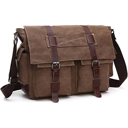 Sac Bandoulière Homme En Cuir Italien Fait Main - Marron - Taille Large - NEUF