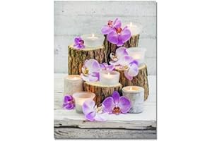 VEBOO DIY 5D Diamant Peinture Kit Bougie Orchidée Complet Point Croix Broderie Strass Diamond Painting for Home Salon Autocollant Décor Mural 30x40cm