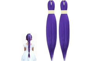 GENERIC 26 Inch Purple Hair Extensions For Braids Purple Braiding Hair Pre Stretched Synthetic Braiding Hairs, Prestretched Braidings Hairs P-urple for Halloween Costume Cosplay Stage Partiesies (2 Packs)