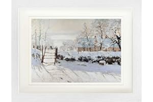 1art1 Claude Monet Poster La Pie, 1868-69 Affiche Encadrée Avec Passe-Partout Élégant | Images Murales | Dans Un Cadre Photo 40x30 cm