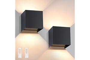 ‎HOMEFIRE Homefire LED Wandleuchte Aussen Wandlampe: 2er set Außenwandleuchte Innen Schwarz Lampe Up Down Wand Leuchten Modern Außenlampe IP65 Wasserdicht Einstellbarer Strahl Flurlampe für Hauswand Flur