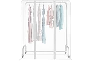 Mualady 4ft/120cm Transparent Clothes Rail Cover, Long Garment Protective Zip Over Cover, Garment Rack Cover, for Garment Hanging Coat Racks