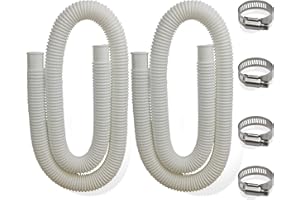 MEZYJIUCOM Swimming Pool Replacement Hose for All Above Ground Pools, 1.25'' Diameter Pool Pump Hose with Metal Clamp for Filter Pump or 1-1/4'' (32mm) Hoses - 59'' Long (2 Pack)
