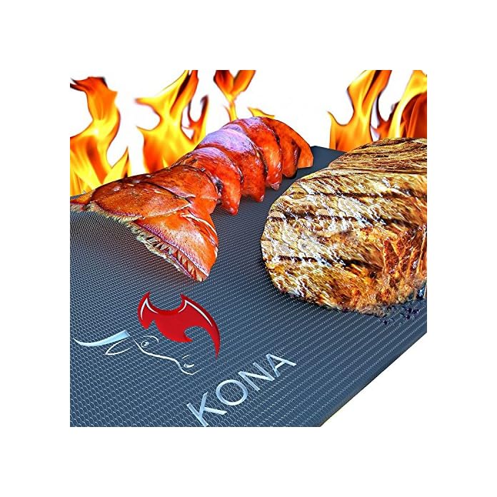 Kona Beste Bbq Grillmatte 600 Grad Matten Mit Antihaftbeschichtung Schwere Qualitt 2 Stck 7 Jahre Garantie