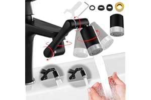 Yeelan 1440 ° Grifo Giratorio aireador con 2 Funciones de pulverización, aireador Grifo Universal para Cocina de baño, Filtro Grifo Cocina (Negro)
