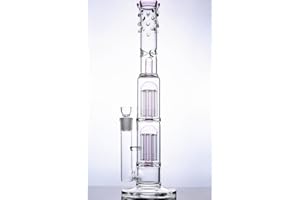 RORA Szklane bongo, podwójne, fajka wodna, trzy kopuły, z możliwością parzenia kawy, rurka 18 mm, wysokość: 40 cm, kolor różowy