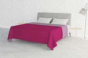 MB HOME BASIC Italian Bed Linen Summer Edredòn de Verano “Summer”, Lile/Fucsia, Cama matrimonial