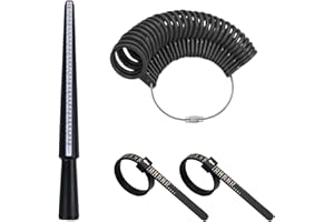 KSBBHDS Set Mit 4 Kunststoff-Ringstab-Messwerkzeugen, Ringgrößenmesser, Ringmaßband, Messring, Ringmaß-Kombination, Fingergrößenwerkzeug Zum Messen Des Ringdurchmessers (Schwarz)