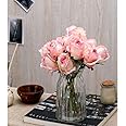 SATYAM KRAFT 1 Fabric Bunch Artificial Rose Flower for - Home, Christmas, Office, Bedroom, Balcony,Table Display valetine Decoration Items (Pack of 1 Bunch, 7 Heads in 1 Bunch)(Pink)(Without Vase Pot)