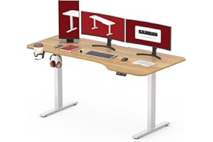 SANODESK QS1 Bureau Assis Debout Électrique - 160x75 cm Bureau Debout Réglable en Hauteur avec Système Anti-Collision, Panneau Clavier Contrôle à Fonctions Mémoires(Cadre Blanc+Plateau Érable)