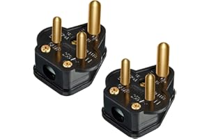 GELIKING 2 Pack 5 Amp Round Pin Plugs 3 Pin 5A Plug Round Pin Plugs Adaptor Household Lamp Plug Lighting Plugs for Home Lights, Lamp(Black)