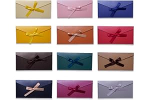AKbik Kolorowe koperty, 12 sztuk, papier perłowy, 22 x 11 cm, kolorowe koperty, koperty DIN długie, koperty na Boże Narodzenie, urodziny, wesela, imprezy