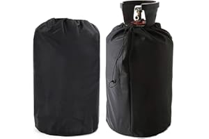 WSNDY YWQQ Propane Tank Cover, Gas Bottle Full Cover With Drawstrings, Heavy Duty Waterproof Windproof Anti-UV 210D Oxford Gas Tank Cover, Gas Cylinder Cover, Fits 20lb Tank Cylinder (Black)