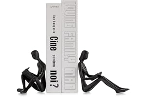 ‎SZIQIQI Sziqiqi Dekorative Bücherenden für Regale - Gusseisen Buchstützen für Bücher Lesen Paar Bücherregal Dekorative Objekte Metall Moderne Statue Buch Stopper Skulptur Geschenk für Leser Nerd