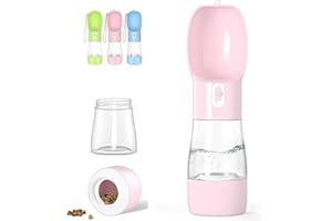 Adirigo Hund Wasserflasche, tragbare Hundewasserflasche Haustier Trinkflasche Schüssel Spender für Spaziergänge Reisen Wandern, Multifunktionale Wasserschale für Hunde und Katzen im Freien (Pink)