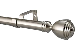 Your Home Online 28mm Extendable Complete Eyelet Metal Curtain Pole With Metal Vienna Finials (28mm, 2m - 3m Extendable Brushed Chrome)