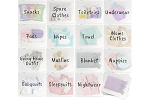 Higoal 20 Pcs Hospital Bag Maternity Essentials 35*30cm Reusable Ziplock Bags with Label Frosted Clothes Storage Pouches Maternity Essentials Bags(15 Labeled & 5 Unlabeled)