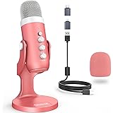 zealsound Microfono USB, Microfono a Condensatore per PC, Telefono, con Adattatore per Smartphone, Muto Eco, Plug & Play, per