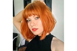 YEESHEDO Parrucca Auburn corta Straight Bob con frangia, Parrucca sintetica colorata Cosplay Daily Party per le donne