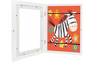 KANCOOL Kunstfotorahmen für Kinder, befüllbare Bilderrahmen zum Öffnen, Öffnung vorne für Kunstwerke, ideal für Kinderzeichnungen, Kunstprojekte, Schule, Zuhause oder Büro (A4 Weiß)