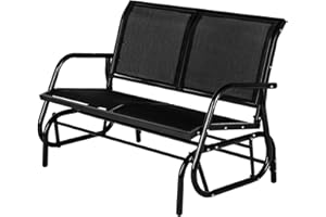 YODOLLA Schaukelstuhl, Schaukelbank Gartenschaukel aus Metall Gartenmöbel für 2 Personen, 2-Sitzer Outdoor Gartenbank, 119 x 70 x 85 cm, Schwarz
