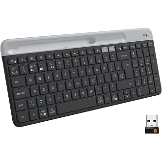 Logitech K580 Slim Multi-Device Wireless Keyboard – Bluetooth/Receiver, Compact, Easy Switch, 24 Month Battery, Win/Mac, Desktop, Tablet, Smartphone