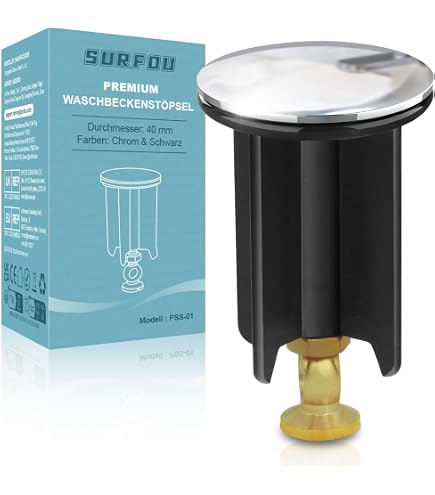 Bouchons de lavabo universels chromés 40 mm - Lot de 2 - Laiton Bouchons de lavabo universels chromés 40 mm - Lot de 2 - Laiton