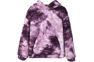 Haloumoning huvtröja barn teddy fleece huvtröja slips färga varm sherpa tröja flickor pojkar långärmad bomullströja med huva